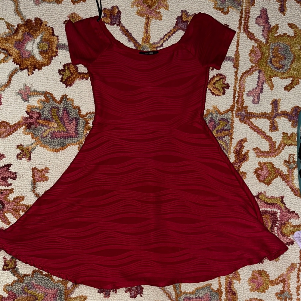 Forever 21 Vibrant Red Textured Dress